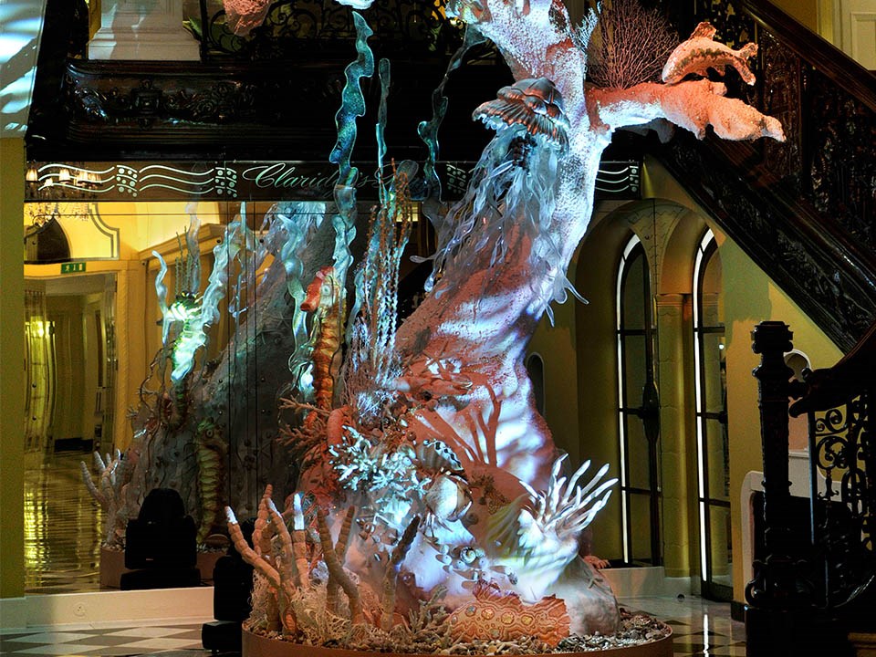 John Galliano designed the 2010 Claridge's Christmas Tree for Dior, named �Under the Sea�.