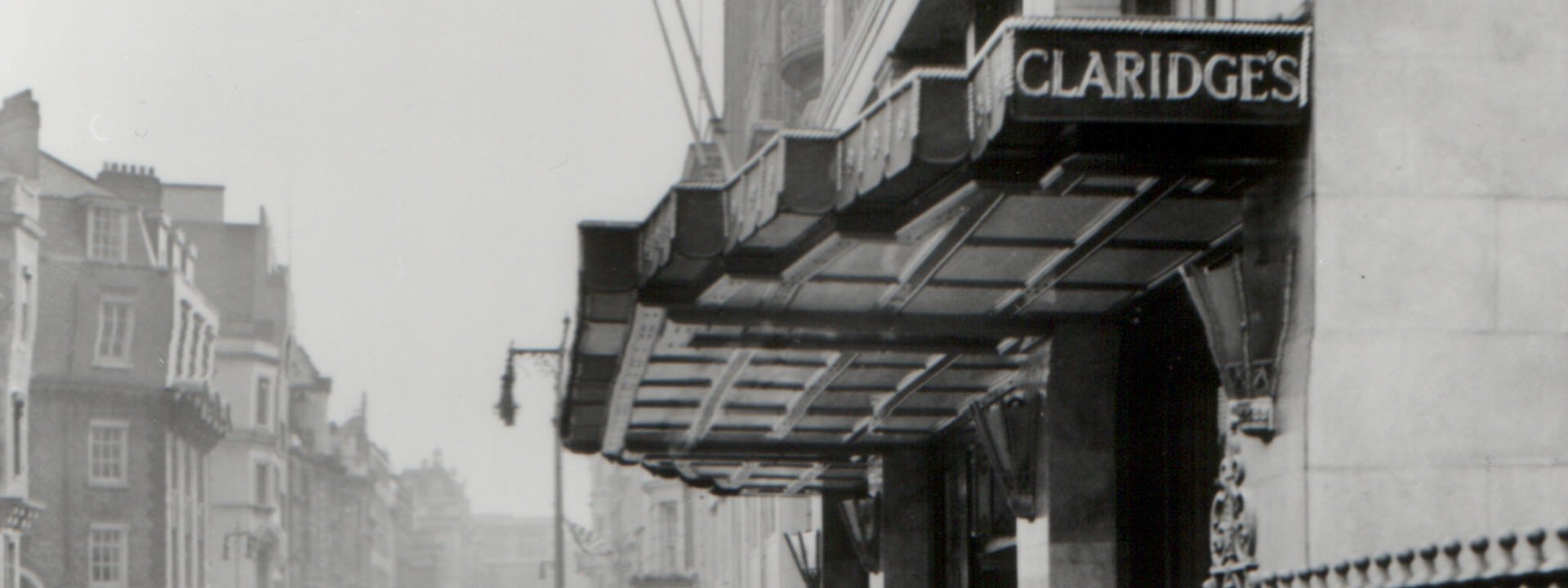 One of the details from the black and white photo of the entrance to Claridge's, which represents the hotel's long history.