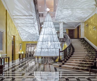 Named �The Celestial Snow Globe�, Claridge�s Christmas Tree 2021, was created by Kim Jones.