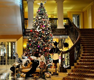 Alber Elbaz for Lanvin designed Claridge's Christmas Tree in 2011, in Claridge�s art deco lobby.