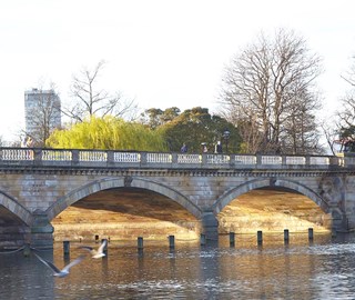 A view of the Serpentine Bridge where hotel guests can stroll and enjoy the view of nature.