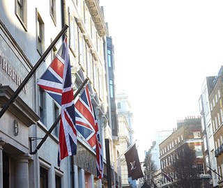 A view of the flags flying on the buildings, in the parts of the city where guests can walk around and enjoy the sights.