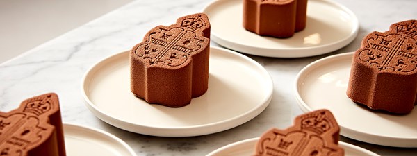 A chocolate cake in the shape of Claridge's crest