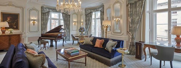 Part of the Prince Alexander Suite with a Gilbert and Sullivan grand piano as the perfect centerpiece.